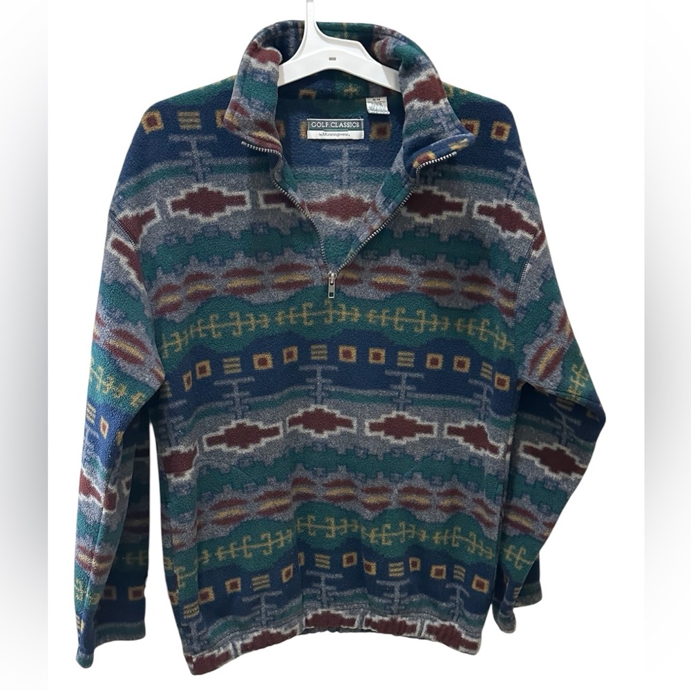 Munsingwear Golf Classics 1/4 zip Aztec Southwestern fleece pullover M Vintage